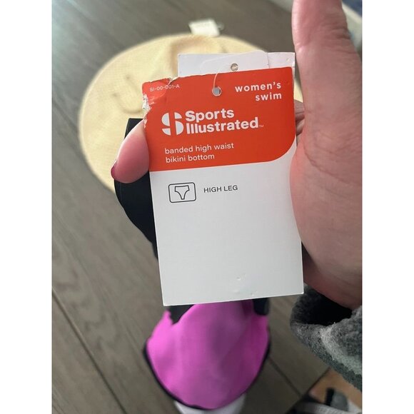 NWT Sports Illustrated Womens Swim Banded High Waist Bikini Bottom High Leg Pink - Picture 4 of 4